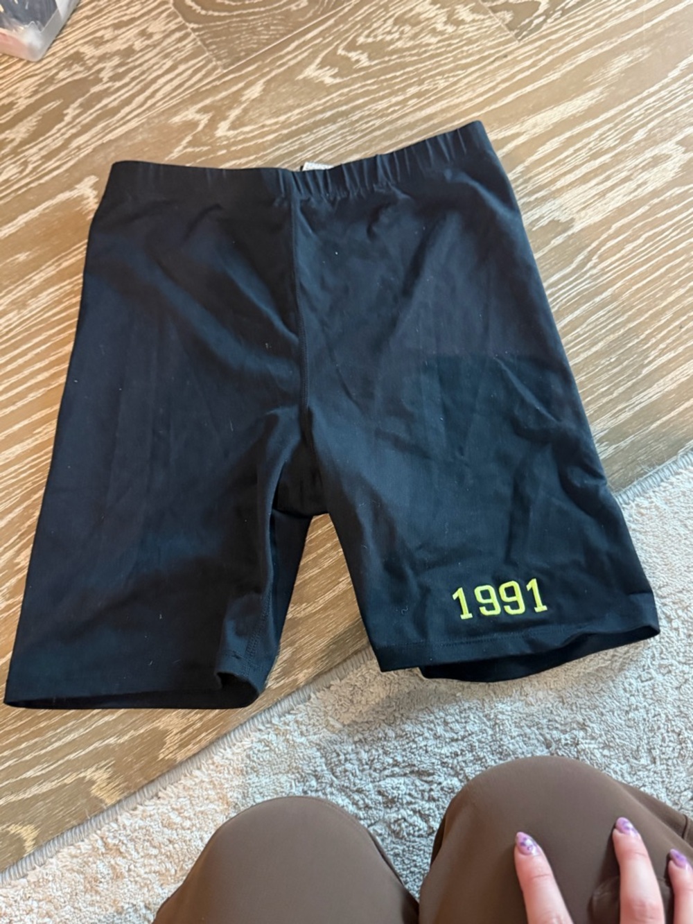 Women’s  Black biker Shorts with 1991 Accent